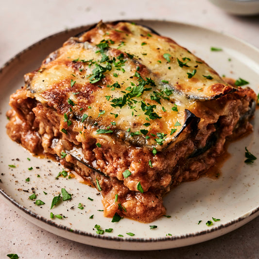 Musaka (lasagna de berenjenas) con carne molida