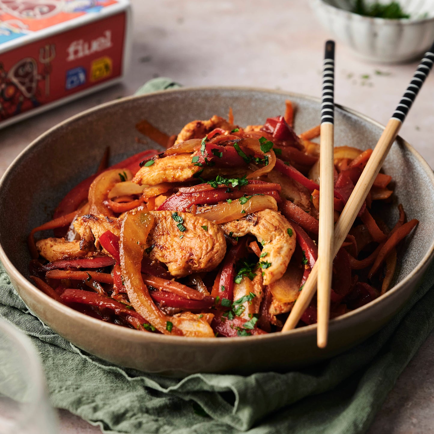 Wok de pollo y vegetales