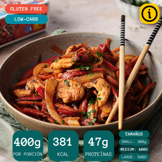Wok de pollo y vegetales