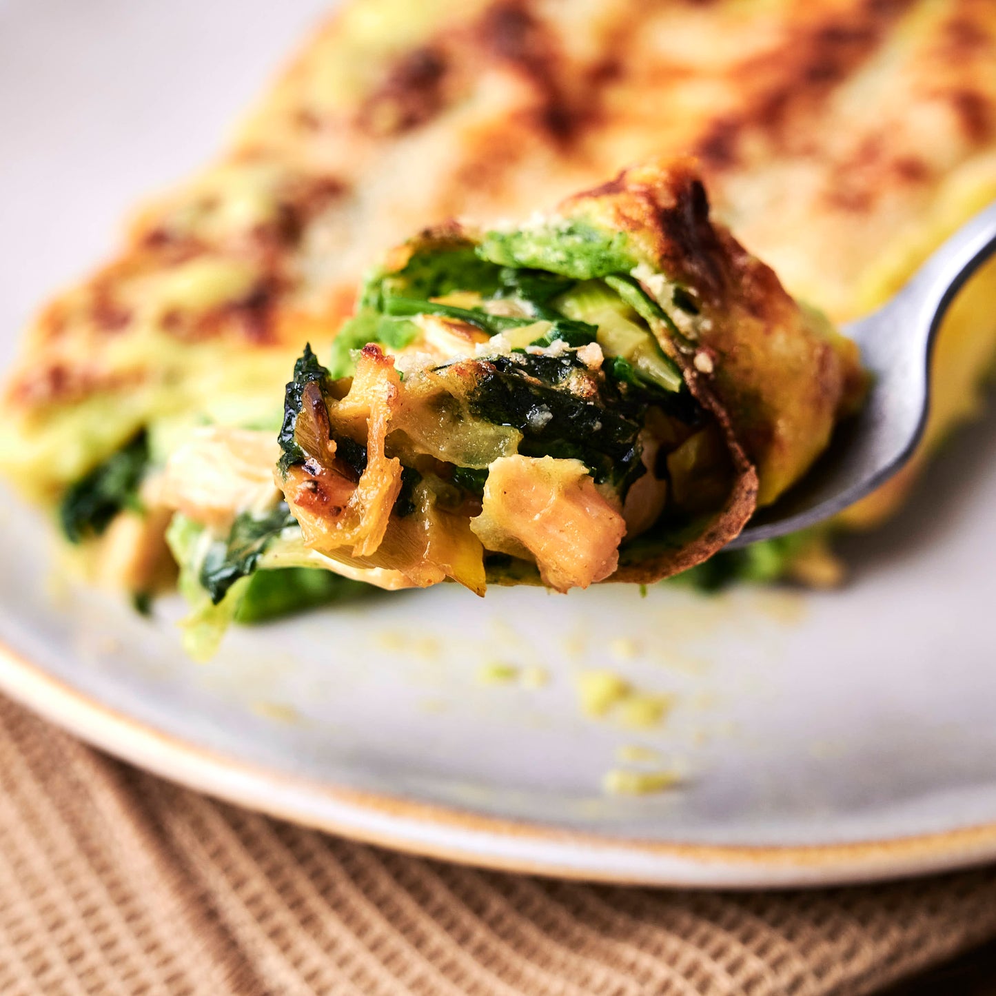 Crêpes de salmón y espinaca